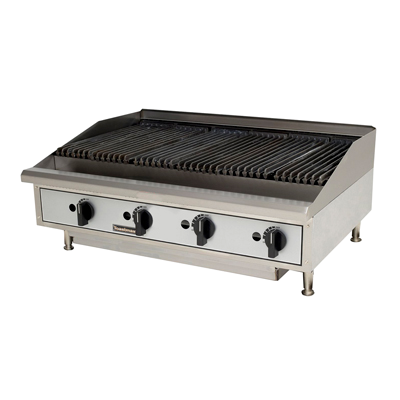 Toastmaster Charbroiler 48"W x 26.03"D x 15.47"H Silver Steel Burners Stainless Steel Top Aluminized Steel Sides Cast Iron Grates With Grease Trough