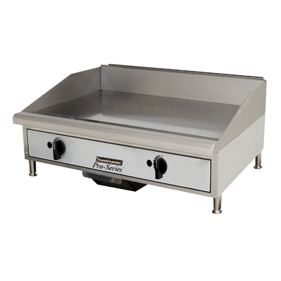 Toastmaster Griddle Natural Gas 24"W x 27.81"D x 15.53"H Silver Steel Radiants Nickel Plated Steel Legs Stainless Steel Front With Removable Drip Pan