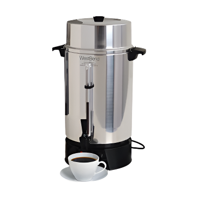 West Bend Coffee Urn Manual Fill 100 Cup Capacity Polished Finish 120v