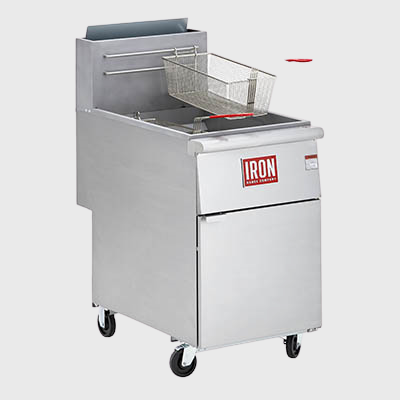 Iron Range Natural Gas Stainless Steel Floor Model Fryer - 75 lbs. Oil Capacity