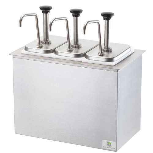 Server Drop-In Cold Station Jars & Pumps 6.44"H x 15.5"W x 12"D Silver Stainless Steel Plastic Jars With Insulated Base