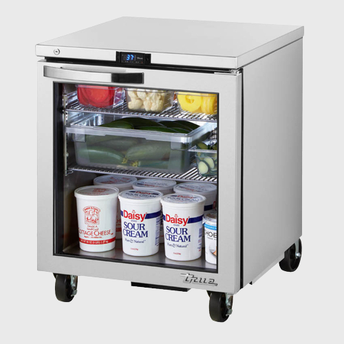 Spec Series Undercounter Refrigerator 27-5/8"Width (1) Glass Hinged Door with Stainless Steel Exterior