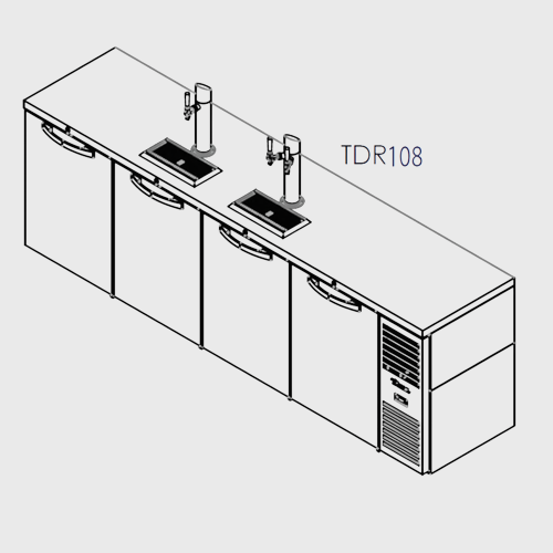 True Premier Bar Four-Section Refrigerated Draft Bar Cooler 108"Width