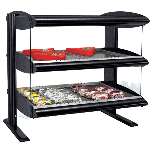 Hatco Two Shelf 10 Rod Countertop Horizontal Heated Merchandiser With LED Lighting Warmer 24"W Hardcoat Aluminum