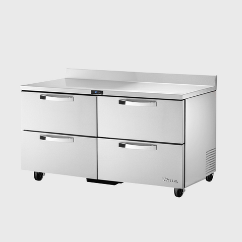 Spec Series Two-Section Worktop Refrigerator 60-3/8"Width (4) Solid Drawers with Stainless Steel Exterior