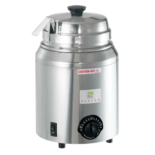 Server Topping Warmer 3 Quart Jars Capacity 12.74"H x 7.75"W x 8.5"D Silver Stainless Steel With Ladle