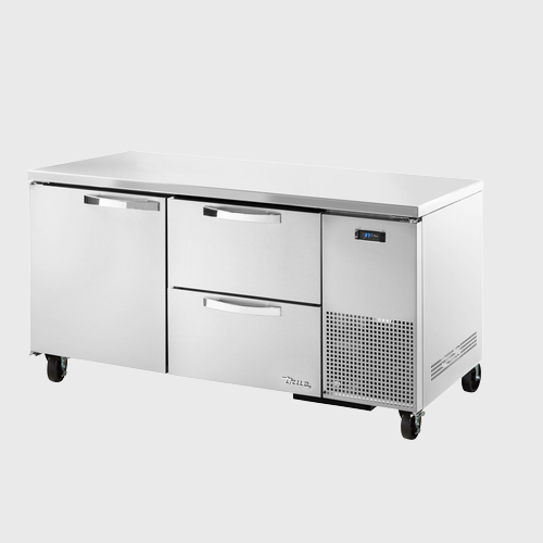 Spec Series Deep Undercounter Refrigerator 67-1/4"Width (1) Solid Hinged Door & (2) Solid Drawers with Stainless Steel Exterior