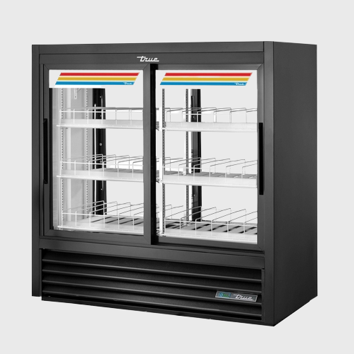 True Specialty Retail Two-Section Refrigerated Merchandiser 48"W White Interior with Black Powder Coated Steel Exterior