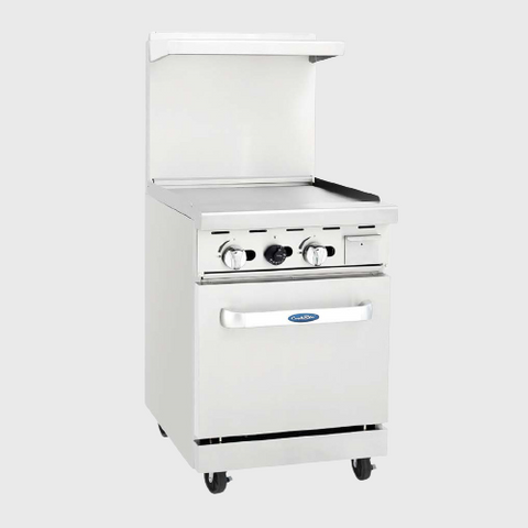 Atosa Stainless LP Gas Range With One Oven Griddle Top 24"W