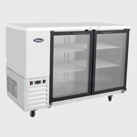 Atosa Stainless Two Glass Door Refrigerated Shallow Depth Back Bar Cooler 48"W