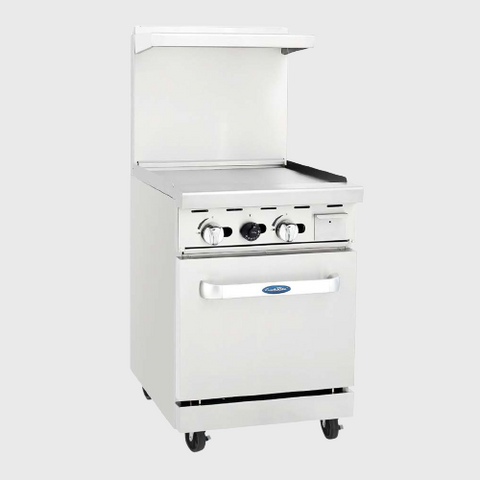Atosa Stainless Natural Gas Range With One Oven Griddle Top 24"W