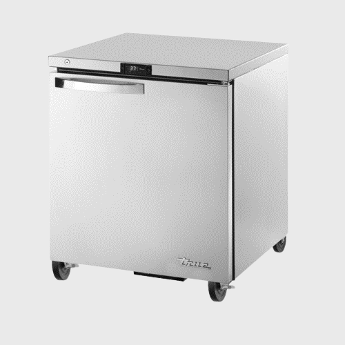 Spec Series Undercounter Refrigerator 27-5/8"Width (1) Solid Hinged Door & (2) Shelves with Stainless Steel Exterior