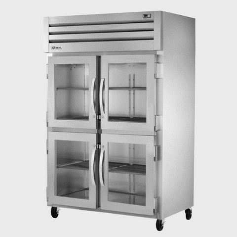Spec Series Two-Section Reach-In Refrigerator 52-5/8"Width (4) Glass Half Doors with Stainless Steel Exterior