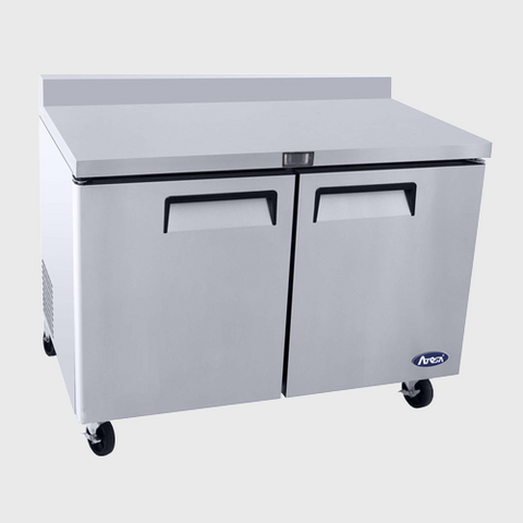 Atosa Stainless Two Door Worktop Refrigerator With Backsplash 48" W