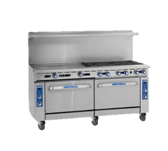 superior-equipment-supply - Imperial - Imperial Stainless Steel Four Burner & Griddle Convection Oven & Cabinet Base 72" Wide Gas Range