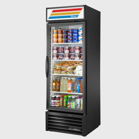 True Specialty Retail One-Section Refrigerated Merchandiser 27"W White Aluminum Interior with Black Powder Coated Steel Exterior