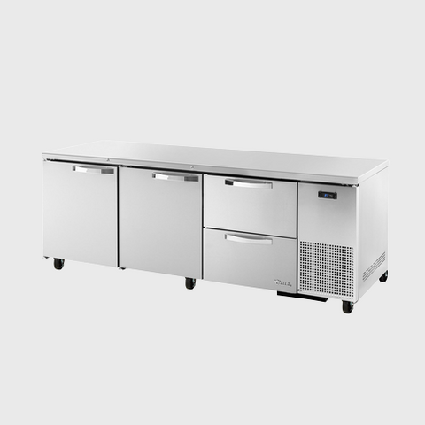 Spec Series Deep Undercounter Refrigerator 93-1/4"Width (2) Solid Hinged Doors & (2) Solid Drawers with Stainless Steel Exterior