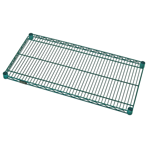 Quantum FoodService Wire Shelving 48"W x 12"D Green Epoxy Finish