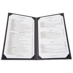 Menu Cover Double Gray Leather-Like Holds 8-1/2" x 14" Paper