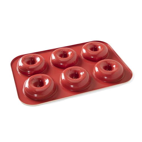 Nordic Ware Full Size Donut Pan 4.5 Cup Red Aluminum