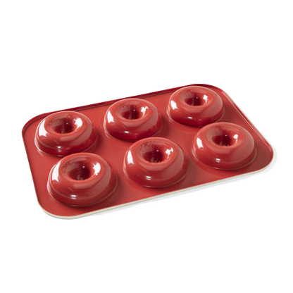 Nordic Ware Full Size Donut Pan 4.5 Cup Red Aluminum 30070