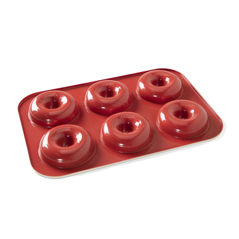 Nordic Ware Full Size Donut Pan 4.5 Cup Red Aluminum