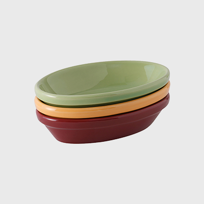 Tuxton China Duratux Colored Oval Baking Dish 6-1/2" x 4-3/8" - 12/Case