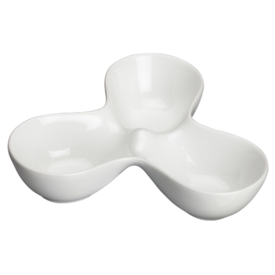 Trio Caddy Bowl 10 oz. Bright White Porcelain 7-3/4" x 5" - 24 Bowls/Case