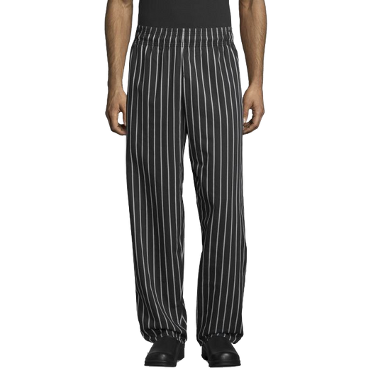 Uncommon Threads Chef Pants XS Chalkstripe Pattern Unisex 65/35 Yarn-Dyed Poly/Cotton Twill