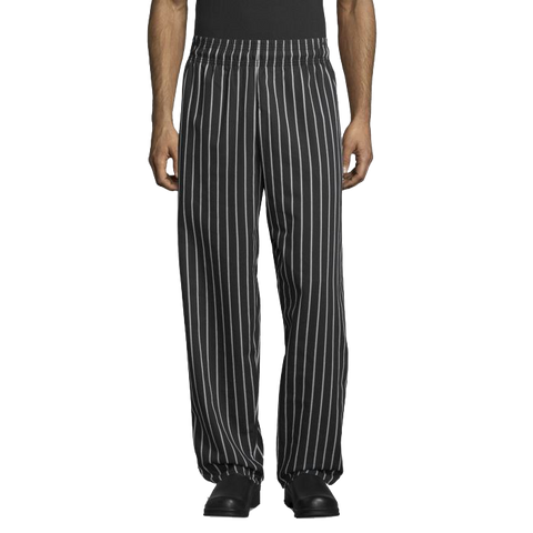 Uncommon Threads Chef Pants Large Chalkstripe Pattern Unisex 65/35 Yarn-Dyed Poly/Cotton Twill
