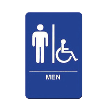 Sign with Symbol & Braille "MEN/Accessible" Blue & White 6" x 9"H