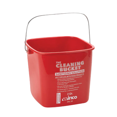 Cleaning Bucket for Sanitizing Solution Red Polypropylene 3 qt.