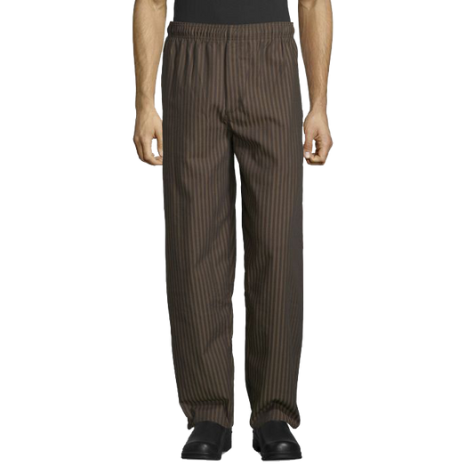 Uncommon Threads Chef Pants XS Black/Copper Pattern Unisex 65/35 Yarn Dyed Poly/Cotton Twill