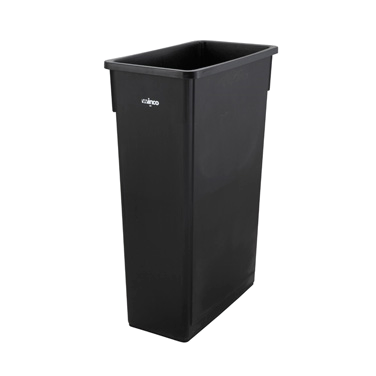 Slender Trash Can Black HDPE 23 Gallon 20-1/8”L x 10-7/8”W x 29-7/8”H