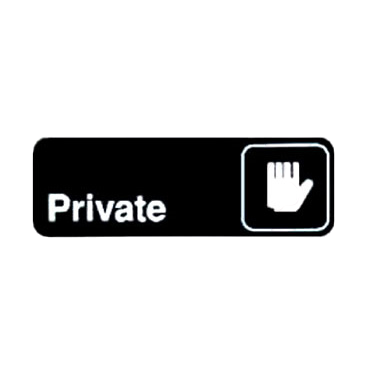 Information Sign with Symbol "Private" Black & White 9" x 3"H