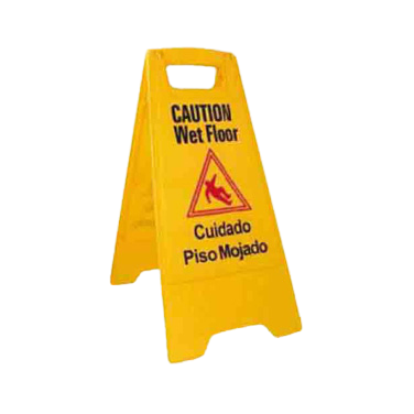 Wet Floor Caution Sign English/Spanish Yellow 12" x 25" Height