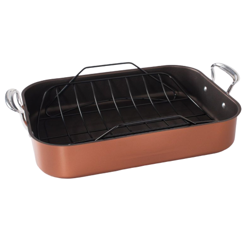 Nordic Ware Turkey Roaster with Rack 18" x 13" x 3.75" Copper Brown Aluminized Steel