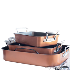 Nordic Ware Turkey Roaster with Rack 18" x 13" x 3.75" Copper Brown Aluminized Steel