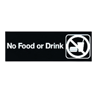Sign "No Food or Drink" Black & White 9" x 3"H