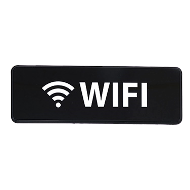 Information Sign with Symbol "WiFi" Black & White 9" x 3"H