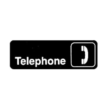 Information Sign with Symbol "Telephone" Black & White 9" x 3"H