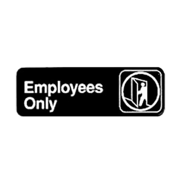 Information Sign with Symbol "Employees Only" Black & White 9" x 3"H