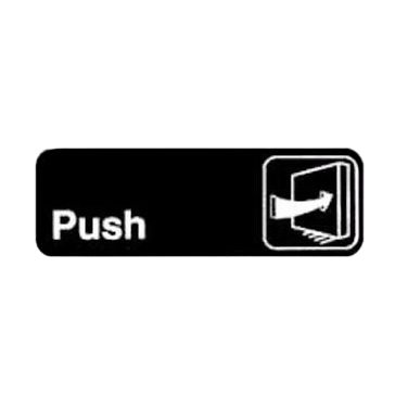 Information Sign with Symbol "Push" Black & White 9" x 3"H