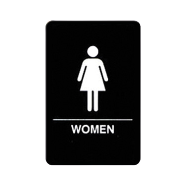 Sign with Symbol & Braille "WOMEN" Black & White 6" x 9"H