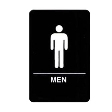 Sign with Symbol & Braille "MEN" Black & White 6" x 9"H