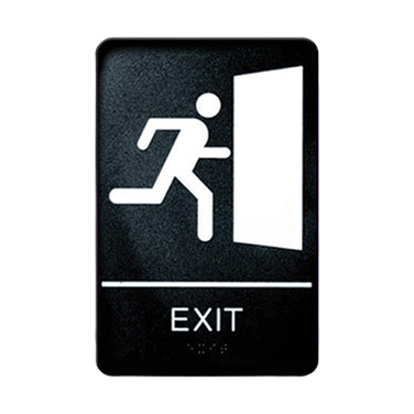Sign with Symbol & Braille "EXIT" Black & White 6" x 9"H