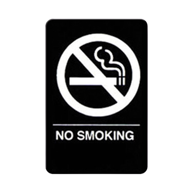 Sign with Symbol & Braille "NO SMOKING" Black & White 6" x 9"H