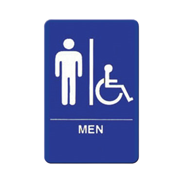 Information Sign with Symbol "MEN/Accessible" Blue & White 6" x 9"H