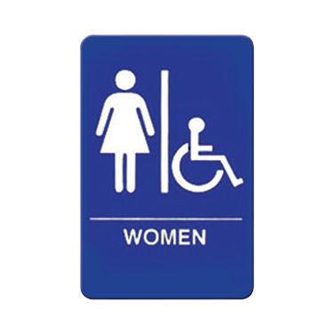 Information Sign with Symbol "WOMEN/Accessible" Blue & White 6" x 9"H