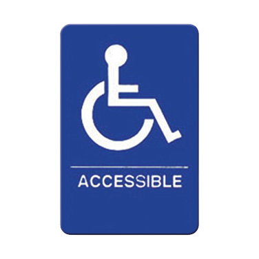 Sign with Symbol & Braille "ACCESSIBLE" Blue & White 6" x 9"H